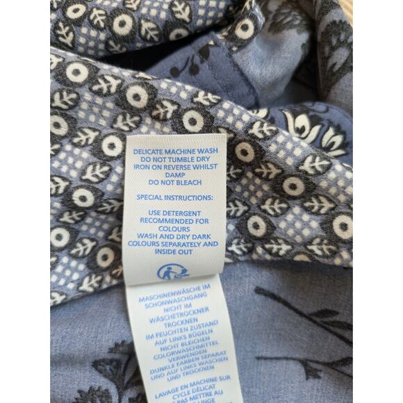 Boden Mollie Blue White Mixed Print Minidress Shift V-Neck 3/4 sleeve Size 8 - Picture 12 of 12